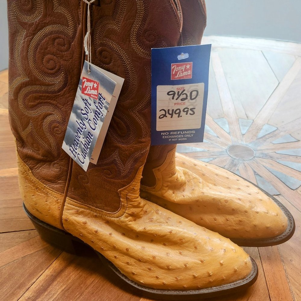 Men's Vintage Tony Lama Ostrich Western Boots Sz 9.5D